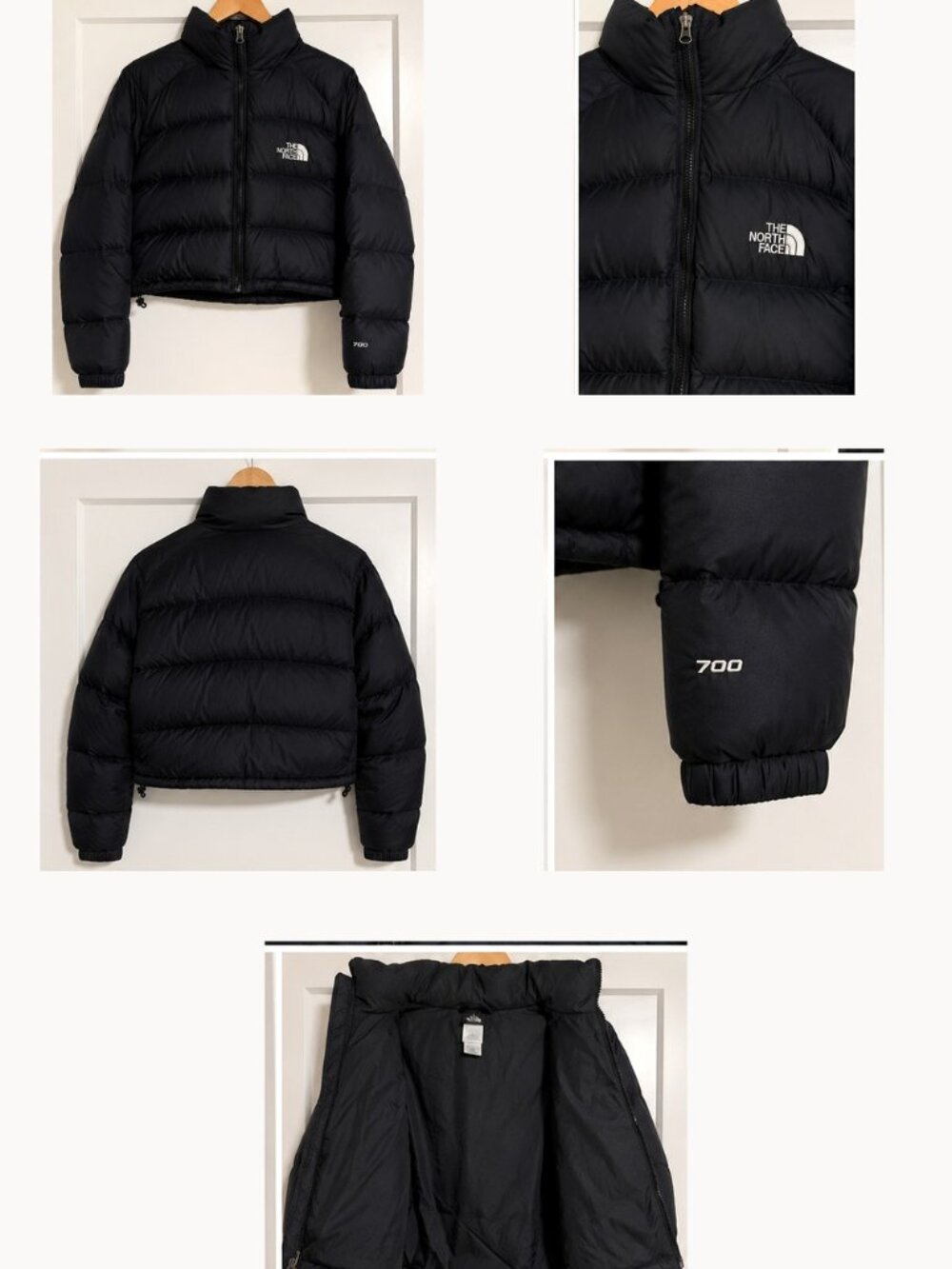 The North Face Black Cropped 700 Fill Puffer Jacket Size L
